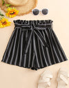 Striped Tie Belt Shorts