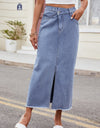 Slit Asymmetrical Waist Denim Skirt