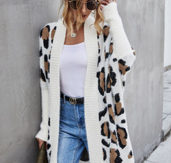 Leopard Pattern Fuzzy Cardigan