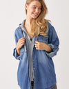 RISEN Zip Up Hooded Denim Shirt