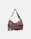 Printed Tassel Detail Crossbody Bag with Small Purse