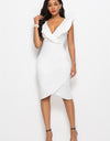 Ruched Ruffled Cap Sleeve Dress