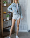 Veveret Distressed Button Up Denim Jacket