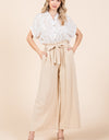 Mittoshop High Waist Tie Front Wide Leg Pants