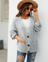 Button Up Drop Shoulder Long Sleeve Cardigan