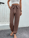 Tied High Waist Pants with Pockets