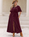 Plus Size Round Neck Half Sleeve Dress