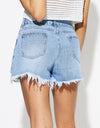 Raw Hem Distressed Denim Shorts