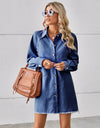 Raw Hem Button Up Denim Dress