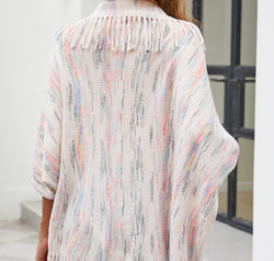 Fringe Detail Printed Poncho