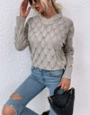 Openwork Cutout Dropped Shoulder Sweater