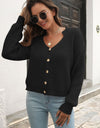 Button-Down Dropped Shoulder Ribbed Cardigan