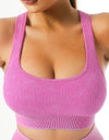 Ribbed Scoop Neck Sleeveless Sports Bra