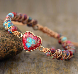 Handmade Heart Shape Natural Stone Bracelet