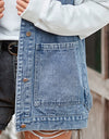 Button Up Sleeveless Denim Jacket with Pockets