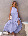 Ruffled Sleeveless Tiered Maxi Dress with Pockets