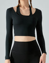 Halter Neck Long Sleeve Cropped Sports Top