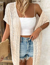 Openwork Open Front Short Sleeve Cardigan