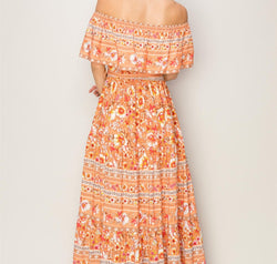 HYFVE Floral Off-Shoulder Tie Front Maxi Dress