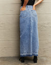 Front Slit Maxi Denim Skirt