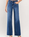 Lovervet High Rise Clean Cut Raw Hem Wide Jeans