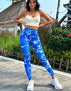 Tie-dye Slim Fit High Waistband Long Active Pants