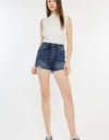 Kancan Raw Hem Button Fly Denim Shorts