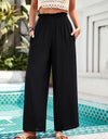 Smocked Wide Leg Pants with Pockets