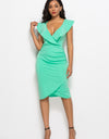 Ruched Ruffled Cap Sleeve Dress