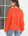 Fringe Trim Open Front Cardigan