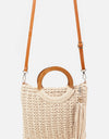 Fame Crochet Knit Convertible Tote Bag with Tassel