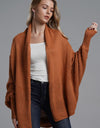 Dolman Sleeve Open Front Ribbed Trim Longline Cardigan