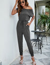 Drawstring Waist Short Sleeve Jogger Jumpsuit