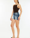 Kancan High Waist Raw Hem Denim Shorts