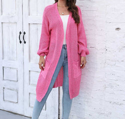 Open Front Longline Cardigan with Pockets