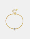 Heart Inlaid Zircon Spring Ring Closure Bracelet