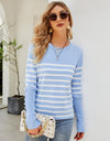 Angel Wings Striped Decorative Button Knit Top