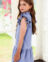 Tie Neck Flutter Sleeve Dress