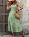 Smocked Scoop Neck Sleeveless Tank Dress