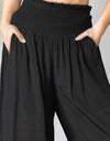 Smocked Waist Wide Leg Pants with Pockets