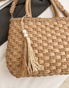 Braided Strap Paper Weave Shoulder Bag