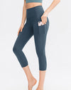 Wide Waistband Cropped Active Leggings with Pockets