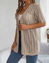 Openwork Open Front Half Sleeve Cardigan