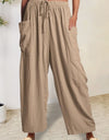 Full Size Pocketed Drawstring Wide Leg Pants