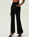 High Waist Flare Leg Pants with Pockets