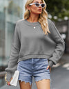 Round Neck Drop Shoulder Long Sleeve Sweater