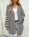 Striped Button Down Long Sleeve Cardigan