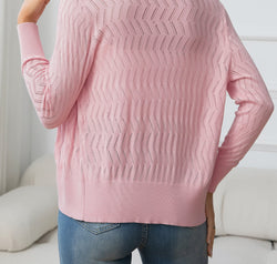 V-Neck Long Sleeve Buttoned Knit Top