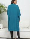 Lantern Sleeve Open Front Pocketed Cardigan