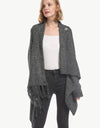 One-Button Tassel Tie Asymmetrical Hem Cardigan